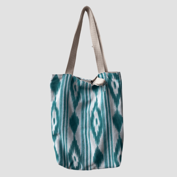 Bolso largo de rombos azul y blanco